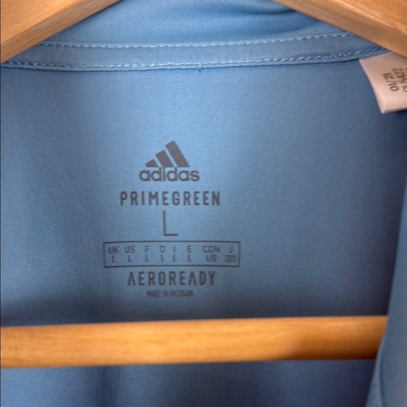 Adidas Blue Polo Shirt with Signature Stripes - Picture 2 of 5